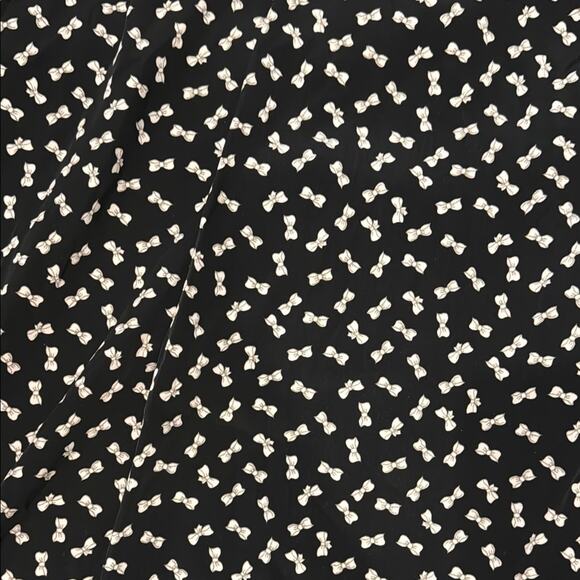 Zara Basic Sateen Black Mini Bow Wide Leg Cropped Trouser Pants Women's L NWT - Picture 4 of 5